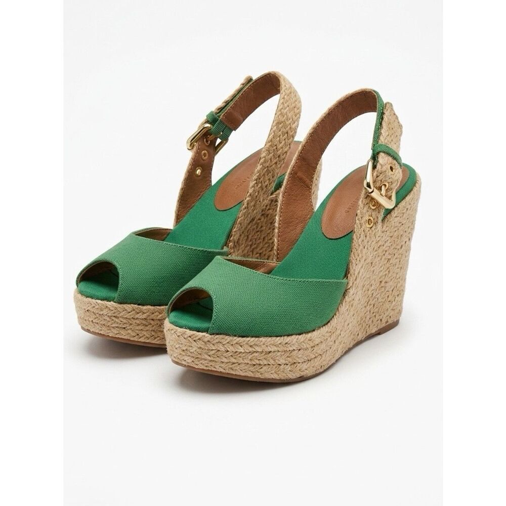Sea-foam Green Wedge Espadrille Sandals Size 6.5